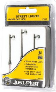  Woodland Scenics  N Just Plug: Arched Cast Iron-Type Street Lights (3) WOO5639