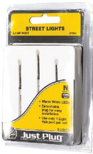  Woodland Scenics  N Just Plug: Lamp Post Street Lights (3) WOO5641