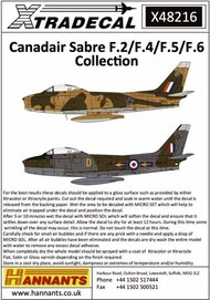  Xtradecal  1/48 Canadair Sabre F.2/F.4/F.5/F.6Collection (7) XD48216