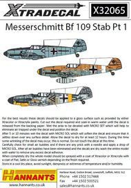  XtraDecal  1/32 Messerschmitt Bf.109 Stab Pt 1 (6): Bf.109E- XD32065