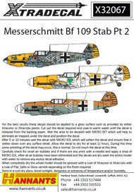  XtraDecal  1/32 Messerschmitt Bf.109s with Stab markings Pt 2 XD32067