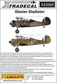  Xtradecal  1/32 Gloster Gladiator (4 options) XD32069