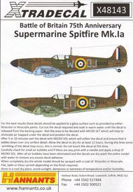  XtraDecal  1/48 Supermarine Spitfire Mk.Ia Battle of Britain XD48143