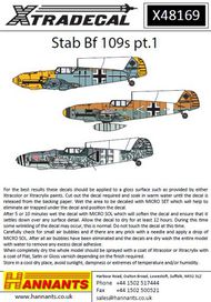  XtraDecal  1/48 Messerschmitt Bf.109E/F/G Pt.1 (13) Stab airc XD48169