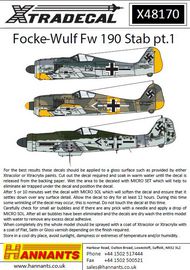  XtraDecal  1/48 Focke-Wulf Fw.190 in Stab markings. (15): Fw XD48170