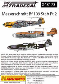  Xtradecal  1/48 Messerschmitt Bf.109s with Stab markings Pt 2 (14) XD48173