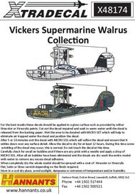  XtraDecal  1/48 Vickers Supermarine Walrus Mk.1 Collection. ( XD48174