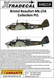  Xtradecal  1/48 Bristol Beaufort Mk.I/IA Collection Pt1 (9) XD48219