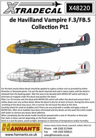  Xtradecal  1/48 de Havilland Vampire F.3/FB.5 Collection Pt1 (8) XD48220
