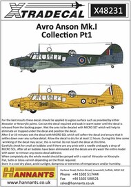  Xtradecal  1/48 Avro Anson Mk.I Part 1 (6) XD48231