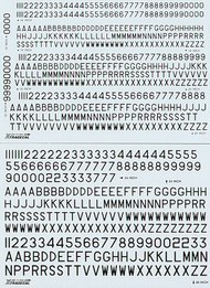  XtraDecal  1/72 RAF Post War Serial Letters and Numbers, Black. XD72065