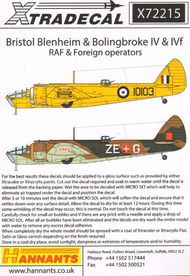 Bristol Blenheim and Bolingbroke Mk.IV/IVF RA #XD72215