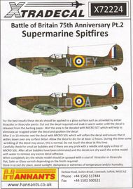  XtraDecal  1/72 Supermarine Spitfire Mk.Ia Pt 2 (10): N3162 E XD72224
