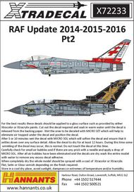  XtraDecal  1/72 RAF Anniversary Updates 2014/2015/2016 (7): E XD72233