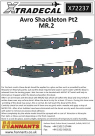  XtraDecal  1/72 Avro Shackleton MR.2 Pt 2 (5): WG557 Empire T XD72237