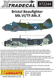  XtraDecal  1/72 Bristol Beaufighter Mk.VI/TF.Mk.X Thimble Nos XD72244