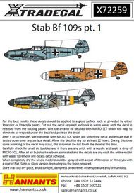  XtraDecal  1/72 Messerschmitt Bf.109E/F/G Pt.1 (13) Stab airc XD72259