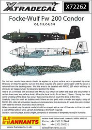  XtraDecal  1/72 Focke Wulf Fw 200 Condor (9): C-3 F8+CL 3./KG XD72262