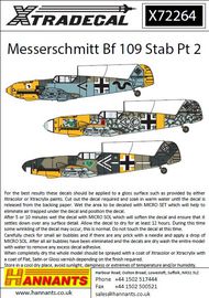  XtraDecal  1/72 Messerschmitt Bf.109s with Stab markings Pt 2 XD72264