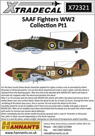  Xtradecal  1/72 South African Air Force SAAF Fighters WW2 Collection Pt1 (9) XD72321