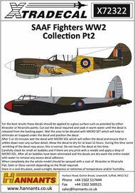  Xtradecal  1/72 South African Air Force SAAF Fighters WWII Collection Pt2 (10) XD72322