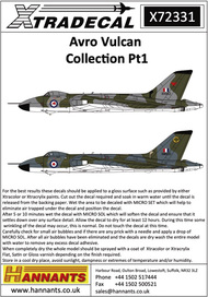  Xtradecal  1/72 Avro Vulcan Collection Pt 1 (7) XD72331