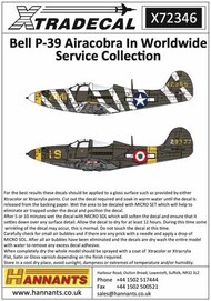  Xtradecal  1/72 Bell P-39 Airacobra In Worldwide Service Collection. (10) XD72346