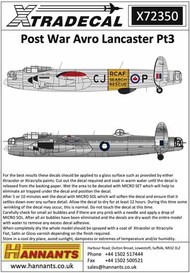  Xtradecal  1/72 Post War Avro Lancaster Pt.3 (5) XD72350