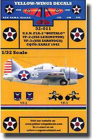  Yellow Wings Decals  1/32 Pre-WWII USN F2A2 Buffalo YWD32011