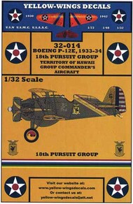  Yellow Wings Decals  1/32 P-12E 1933-34 18th Pursuit Group YWD32014