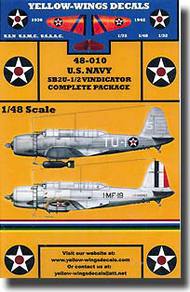  Yellow Wings Decals  1/48 Pre-WWII USN SB2U1/2 Vindicator Complete Package YWD48010