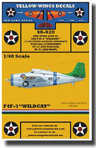  Yellow Wings Decals  1/48 Pre-WWII 1940-41 USN Grumman F4F3 Wildcat  VF42/VF71 YWD48020