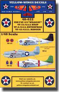  Yellow Wings Decals  1/48 Pre-WWII 1932-42 USN F4F-3/4 Wildcat, YWD48022