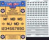  Yellow Wings Decals  1/48 Pre-WWII USMC 1933-42 Standard 12" Numbers & Squadron Designators (Black) YWD48025