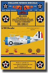  Yellow Wings Decals  1/48 Pre-WWII 1937-38 USMC Grumman F3F2 BiPlane Fighter YWD48028