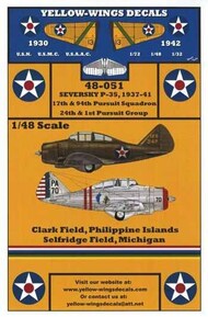  Yellow Wings Decals  1/48 Severky P-35 1937-41 17PS & 94PS / 24PG & 1PG YWD48051