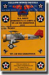  Yellow Wings Decals  1/48 Curtiss F11C-2/BFC Goshawk VF-1B YWD48058