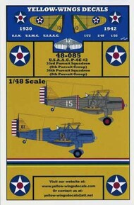  Yellow Wings Decals  1/48 USAAC P-6E Part 2 33PS/8PG 36PS/8PG YWD48085