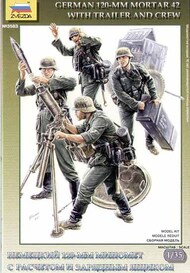  Zvezda Models  1/35 Re-issue! German (WWII) 120mm Mortar 42 with trailer and crew ZVE3583