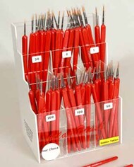  Brushes  NoScale Atlas Brush #970: 20/0,10/0,5/0,3/0,0,1 Taklon Detailing Brushes Assortment w/Free Counter Display (12 each of 6 sizes) BRU970