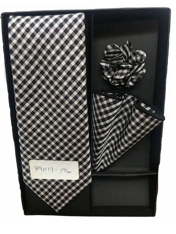 Matching Tie Set CL19-Black-White #tbh89019-196blackwhite