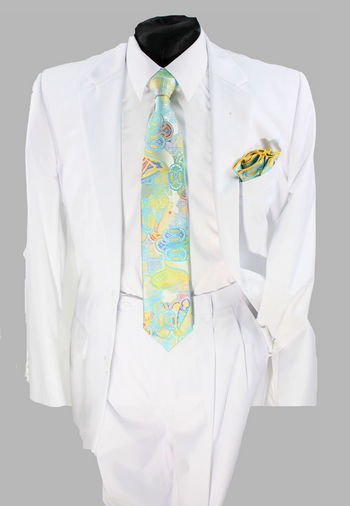 Business 2 Button Suit White #b2bswhite