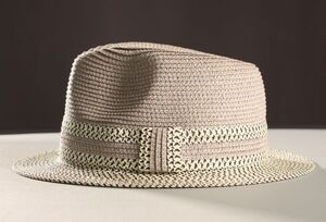 Straw Summer Hat 22-11E Grey/Off White strawhat11E