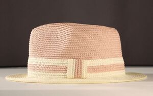 Straw Summer Hat 22-11F Pink/Ivory strawhat11F
