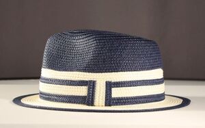 Straw Summer Hat 22-12A Navy/Ivory strawhat12A