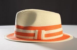 Straw Summer Hat 22-12D Ivory/Orange strawhat12D