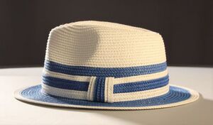 Straw Summer Hat 22-12E White/R.Blue strawhat12E