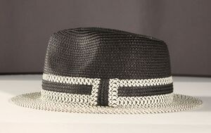 Straw Summer Hat 22-14A Black/ Off White strawhat14A