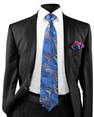 High Definition Tie with Round Hanky-19029 HDMWTR-19029