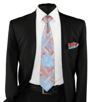 High Definition Tie with Round Hanky-19043 HDMWTR-19043